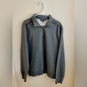 ⚫️ Michael Kors Men Gray Pullover Quarter Zip Sweater Sweatshirt Size XL NWOT